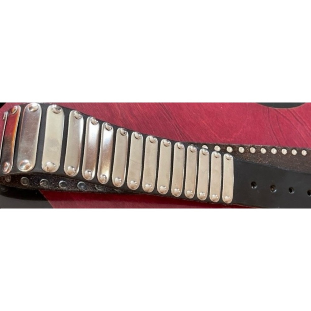 D&G Dolce & Gabbana Silver Leather Studded Belt Size 75 Euro